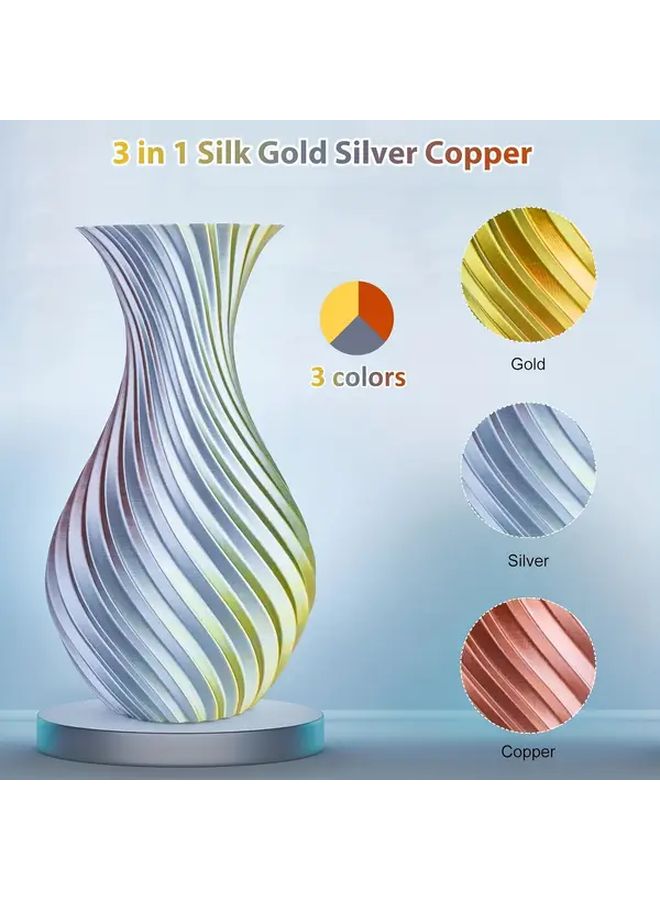 Tricolor Gold Silver Copper PLA 3D Printer Filament 1.75mm 0.25kg Spool - Image 5